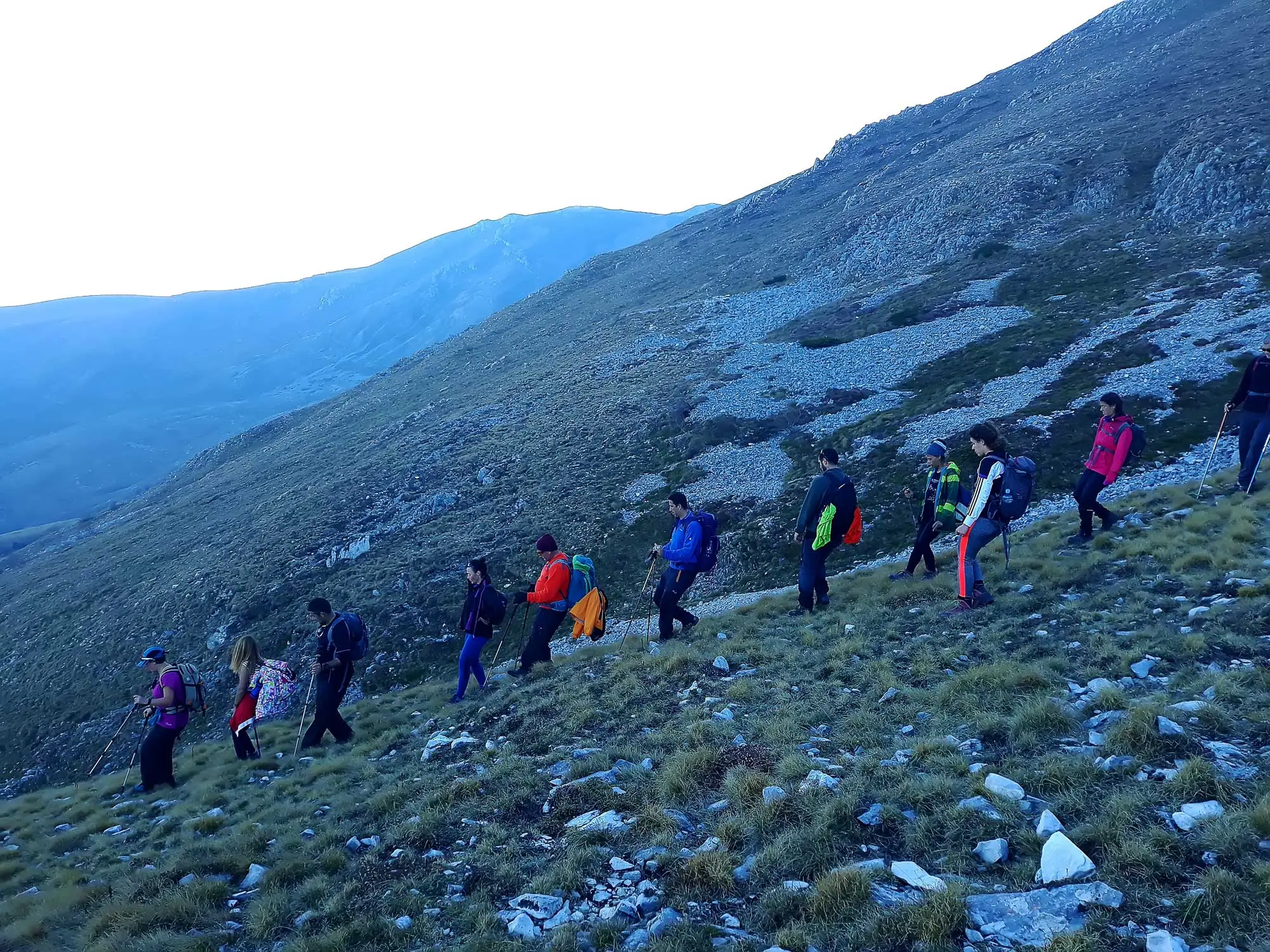 Hikers on a mountain path