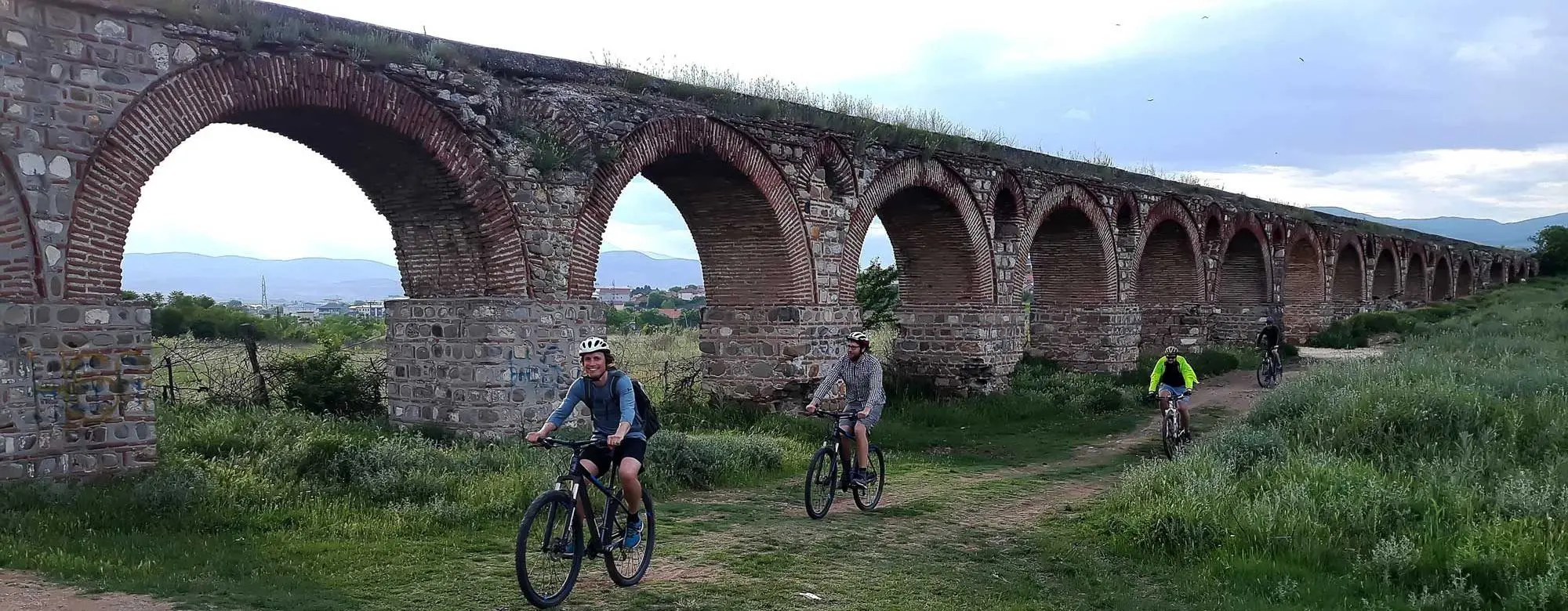 Cyclist at the Skopje Aqueduct