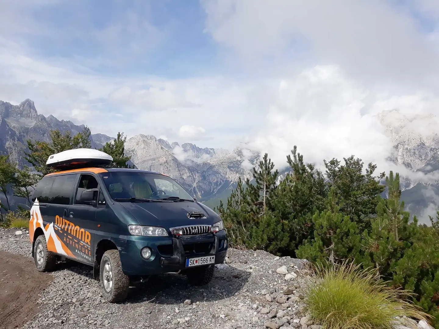 Off-road vehicle on a mountain track