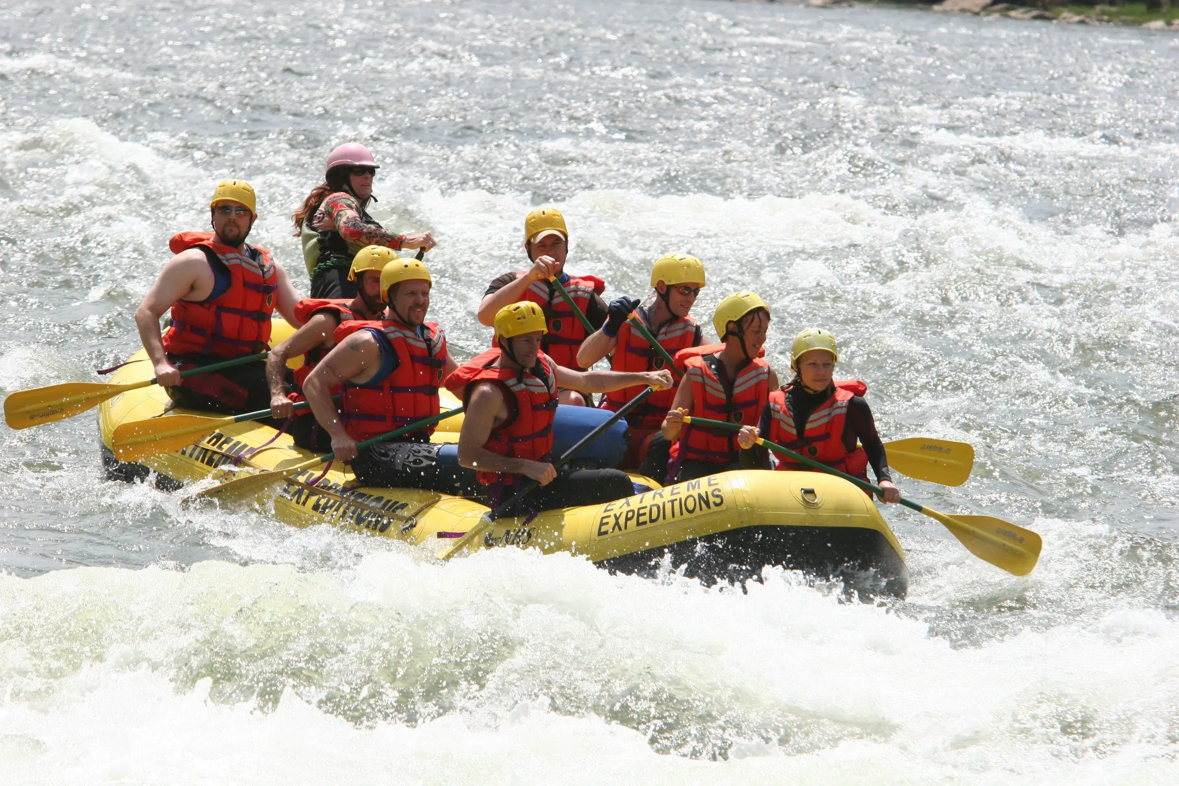 Group rafting through whitewater