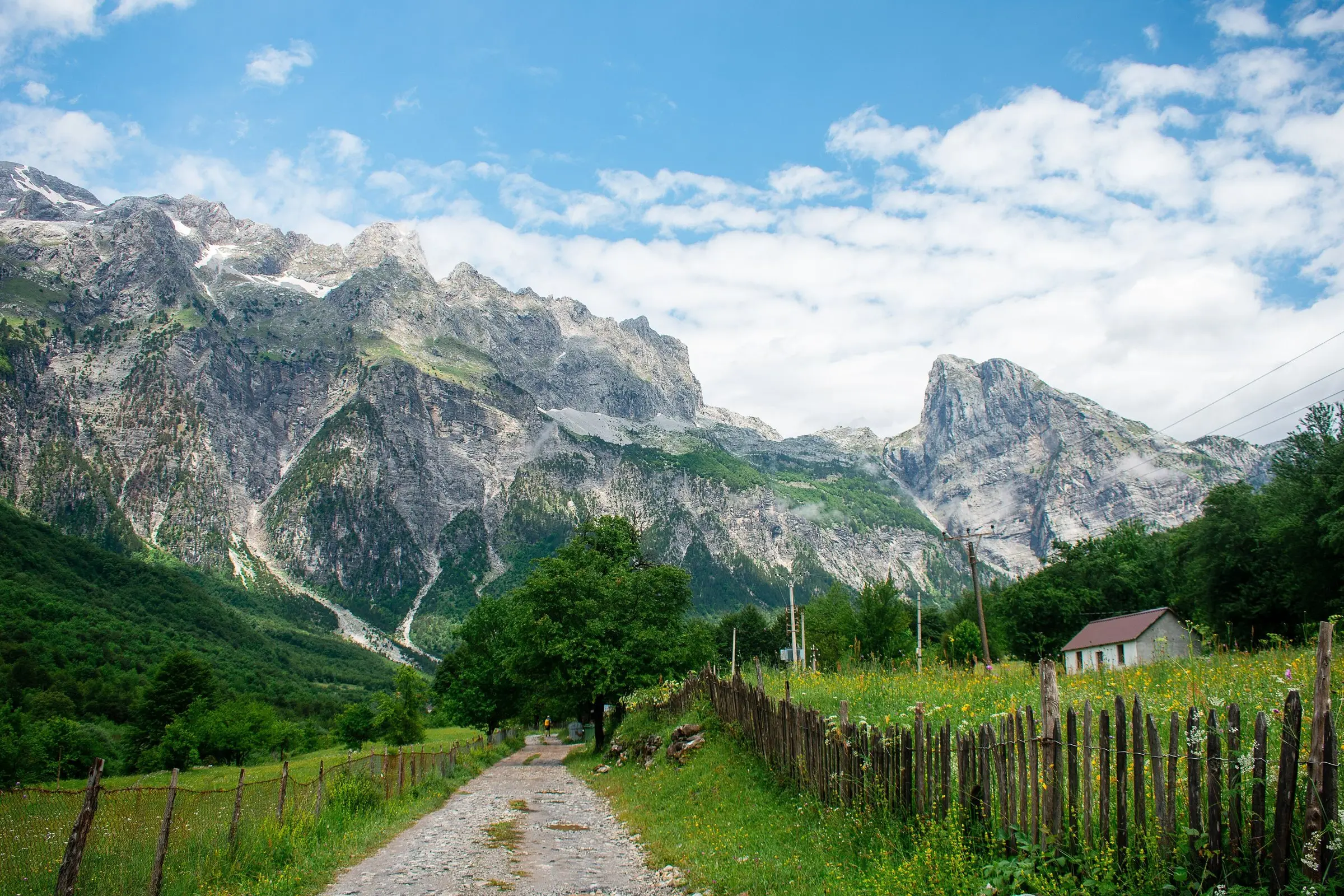 Path through the Theth valley below the peaks